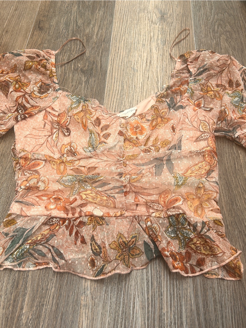 meraki  Floral Ruffle crop Top